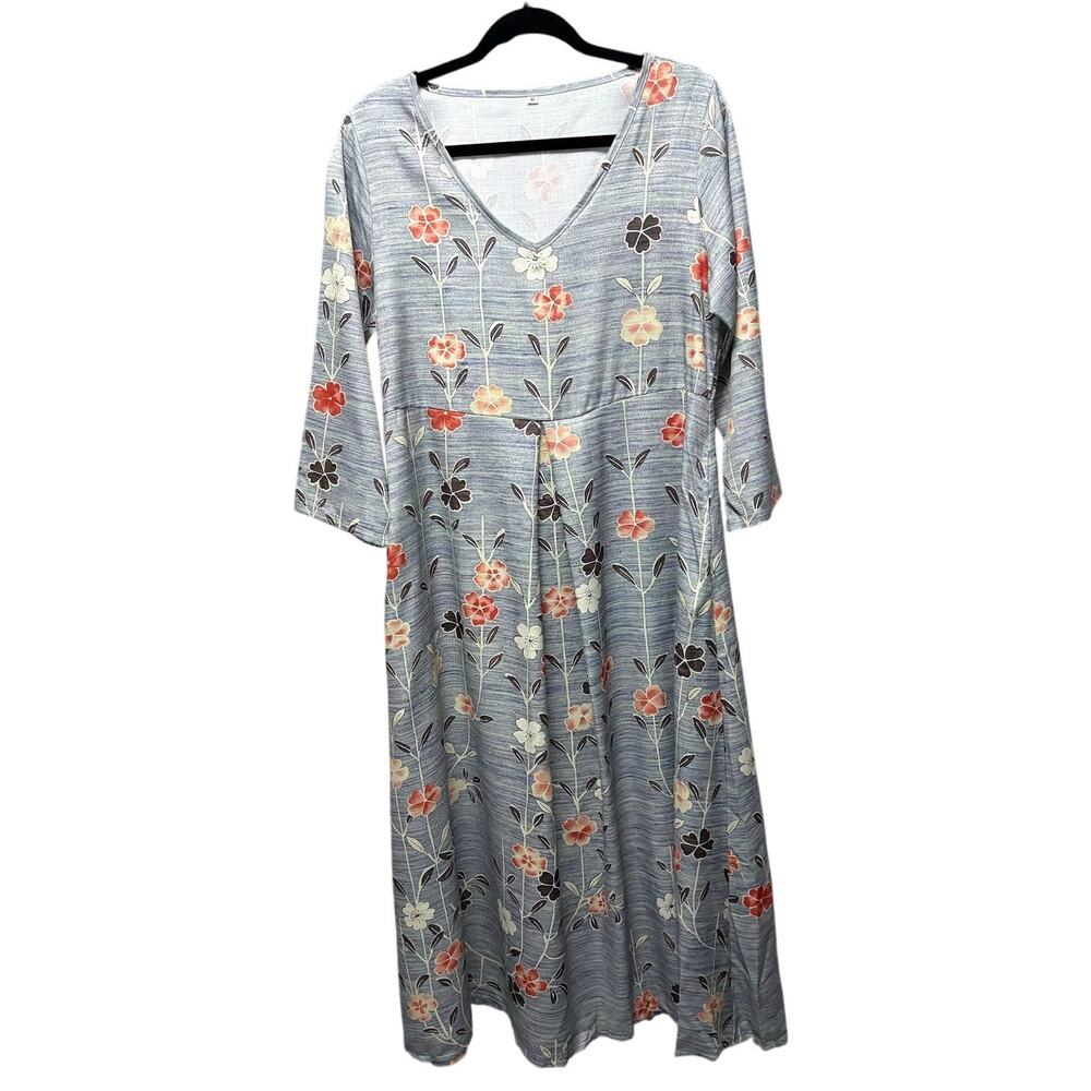 NWOT-M-Floral V-Neck Maxi Dress
